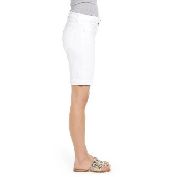 JEN7 Denim Bermuda Shorts in White - Picture 3 of 5